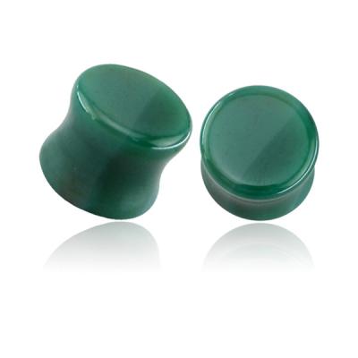 China Fashionable Dual Rocket Saddle Plug Emerald Green Natural Stone Ear Expander Body Jewelry for sale