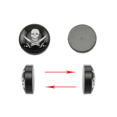 China FASHIONABLE Beautiful Grass Pattern Stud Earrings Stainless Steel Epoxy Black Plated Faux Magnetic Ear Plug for sale