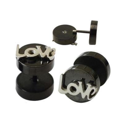 China TRENDY Black Cheater Faux Ear Gauges Illusion Screw Stud Earrings Fake Ear Plug for sale