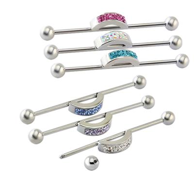 China Fashionable Wholesale Unique Industrial Barbell Colored Crystal Body Piercing Barbell for sale