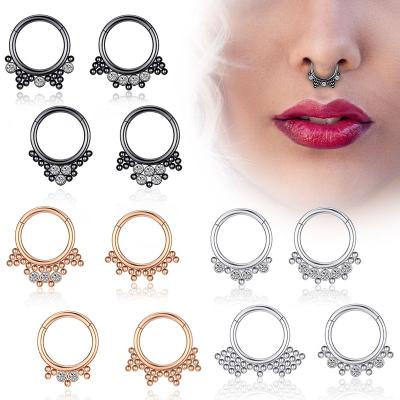 China POENNIS CZ Zircon Diamond Gold Nose Ring FASHION Jewelry 11 Piercing Gold Silver Black Nose Ring Set for sale