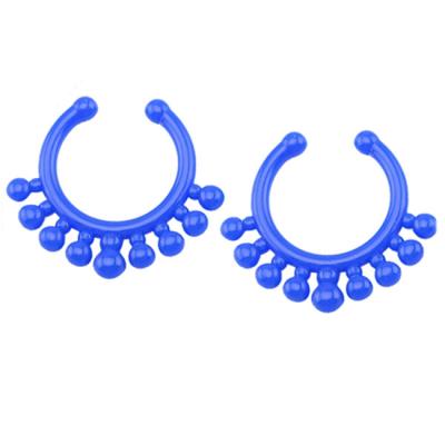 China China Supplier Punk Nose Ring Circle Clip On Deep Blue Nose UV Non Piercing Septum for sale