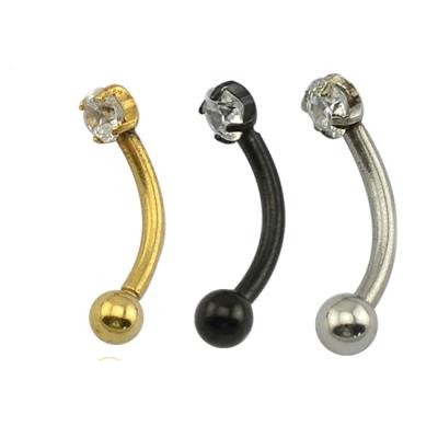 China Black Stainless Steel Gold Body Eyebrow Piercing Diamond Eyebrow Ring for sale