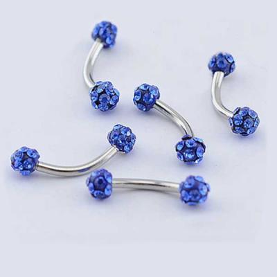 China Single Eyebrow Rings Stainless Steel Sapphire Crystal Ball Piercing Single Eyebrow Rings 14g for sale