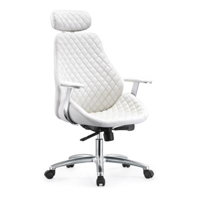 China Hot Sales New Style Executive Chair White Leather Office Chair With Armrests And Wheels for sale