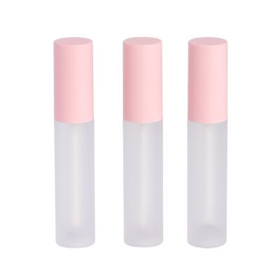 China Pink Cosmetic Cover Material Round Tube Packaging Round Lipstick Smudge Maker Bottle 5ml Lip Gloss Clear Tube for sale