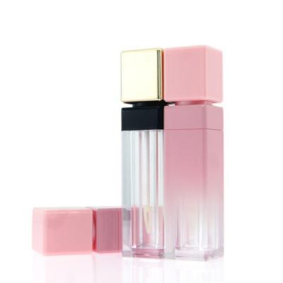 China Cosmetic Private Label Gold 10ml Lip Gloss Pink Packaging Tube Custom Lip Gloss Tube for sale