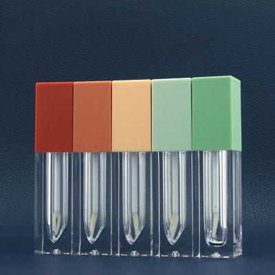 China Custom factory stock 3ml lip gloss square transparent tube multicolor wholesale cosmetic lip gloss for sale