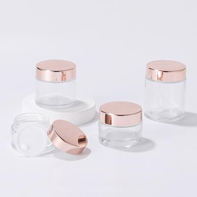 China 2021 new type luminous cosmetics face rose gold cap cream bottle transparent cream bottle cosmetics bottle for sale