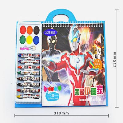 China Metal+Plastic+Paper Wholesale cheap price children art drawing cartoon filler book smooth crayon color powder stationery set for school kids for sale