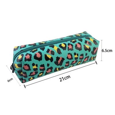 China Gift 2023 new trend fashion Ins leopard print soft PU leather waterproof pen holder pencil box pencil case for students kids for sale