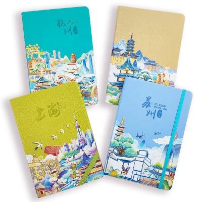 China Hardcover Cheap price wholesale chinese city national chinese style fantasy cartoon cover stationery notebook writing notebook for adults for sale