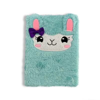 China Printed Wholesale custom colour blue plush cute cartoon rabbit embroidery smooth writing stationery coil notebook for kids students for sale