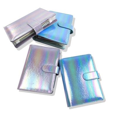 China Printed Fashion fantasy laser PU cover multifunction with card bag PVC bag and magnetic buckle smooth writing notebook for school office for sale