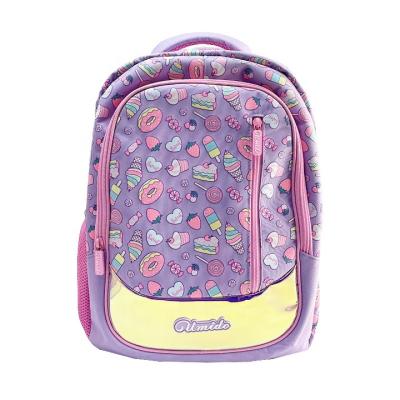 China Waterproof Wholesale cute cartoon food print 600D Polyester laser PVC front portable large capacity backpack schoolbag for sale