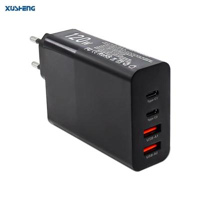 China Newest GaN Tech 120W 4-Port 2 USB-A +2 USB C Mobile Phone Fast Charger Type C Wall Charging Power Supply Adapter For Macbook Pro for sale