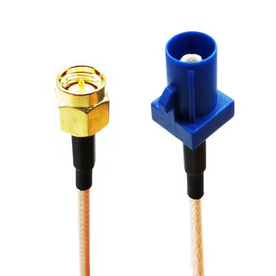 China Jumper Sma-j of rf antenna extension adapter cable communication to FAKRA-C wire conductor rf communication signal transmission SMA-J TO FAKRA for sale