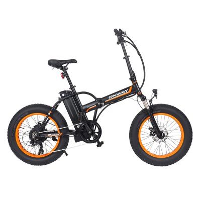 China Aluminum Alloy ONWAY 20 Inch Fat Tire Folding Electric Bike 36V 250W E Bike Snow Folding Ebike for sale