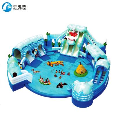 China Party and Event Rental Water Paradise Ice Snow World Largest Inflatable Water Slide with Pool Kids Water Slides for sale