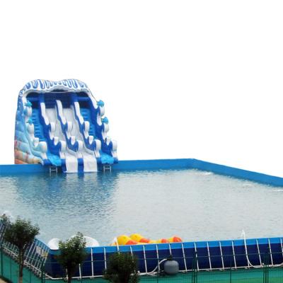 China Swimming Pool Water Park Equipment Metal Frame Swimming Pool For Outdoor Water Slide for sale