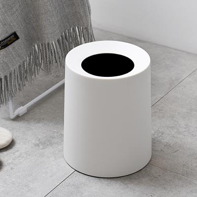 China Household Kitchen Bathroom Stocked Modern Minimalist Plastic Round Trash Bin for sale