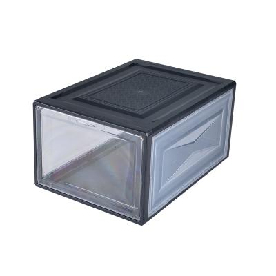 China Hot Sale High Quality Transparent Plastic Shoe Box Stocked Stackable Shoe Box for sale