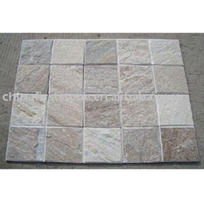 China Modern Classic Finish Flat Wall Stone Splite Grass Beige Quartz Tiles for sale