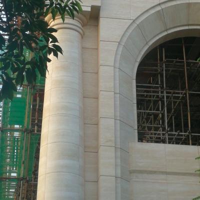 China Hollow OEM Customized Cream Limestone Marbles For Decorative Greek House Project Cladding Columns for sale