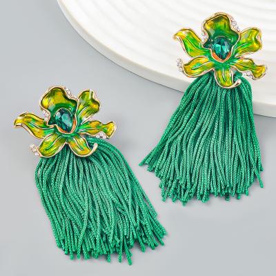 China Fashionable Wholesale Fancy Design Multicolor Winter Enamel Tassel Flower Earrings Women Stud Earrings for sale