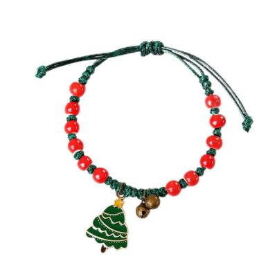 China TRENDY Christmas Decor Hand & Woven Bracelets Santa Snowman Tree Beaded Christmas Enamel Jewelry Bangle for sale