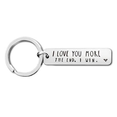 China Everyday Life Valentine's Day Pendant Love You More Key Ring Custom Laser Engraved Key Chain For Family for sale