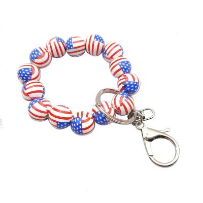 China Wholesale Decoration Pendant Sports Baseball Wooden Beaded Bracelet Soccer Football Key Chain Key Chain for sale