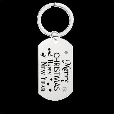 China Wholesale Daily Life Stainless Steel Tag Engraved Custom Christmas New Year Hanging Key Chain Key Chain for sale