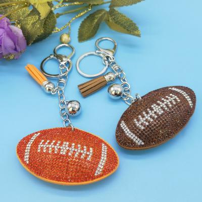 China New Diamond Encrusted Baseball Sports Gift Keychains Creative Soccer Souvenir Gifts Promotion Key Chain for sale