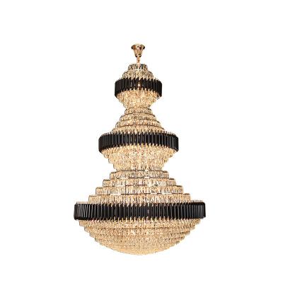 China Modern Hot Sale Hotel Villa Lobby Nordic Luxury Crystal Light Hall Around Big Black Chandelier for sale