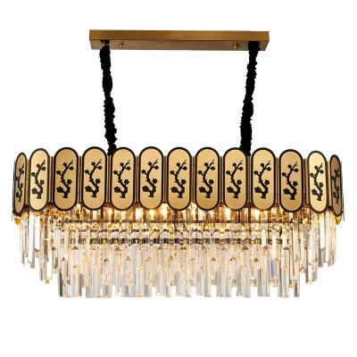 China Newest Round Shape Fixtures Rectangle Pendant Chandelier Gold Modern Indoor Lighting Modern Chandelier for sale