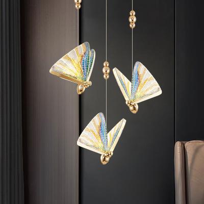 China China Factory Modern LED Modern Chandelier Lights For Home Indoor Lighting Gold Plated Butterfly Acrylic Pendant Light for sale