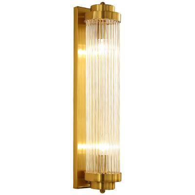 China Hot Sale Vintage Modern Classic Modern Hotel Art Deco Indoor Antique Copper Crystal Wall Light for sale