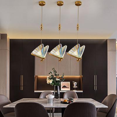 China Modern Popular Nordic Dining Room Pendant Lighting Modern Butterfly Acrylic Chandelier Led Adjustable Pendant Lamp for sale