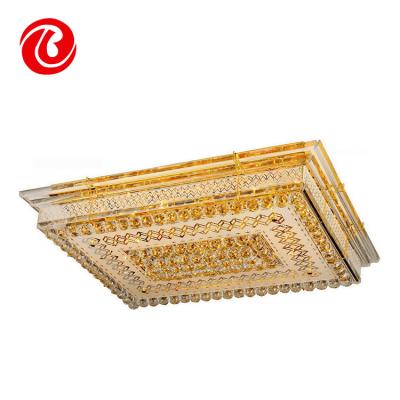 China High Quality Lobby Home Room Villa Hotel Gold Iron Ball Beaded Ceiling Rectangular Crystal Chain Pendant Lamp for sale