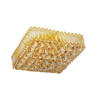 China Zhongshan Placace Mid Century Empire Rectangular Gold Iron Crystal Ceiling Lamp for sale