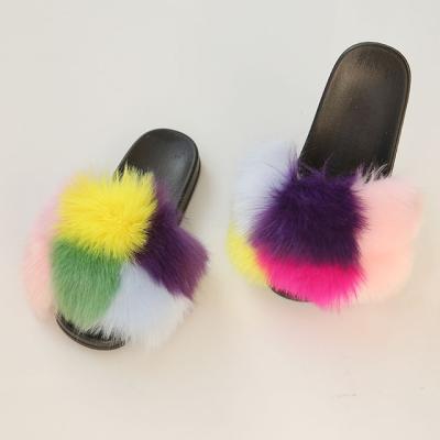 China Lightweight anti-slip and wear-resistant soles smear fur like adult and children's fur slippers for sale