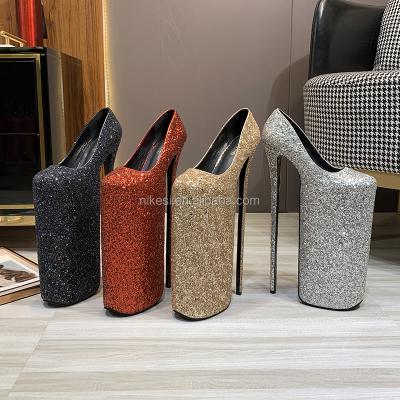 China Height increasing platform high heel shoes 30cm European and American border waterproof 12inch-30cm tall for sale