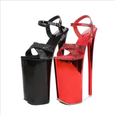 China Height Increasing 10.5 Inch-26 Cm High Heeled Quick Sale Dance Show Model Steel Pipe Toe Platform Shoes Waterproof Open Border Sandals for sale