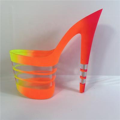 China 8 inch 20cm non-slip super high heel PC material spray sole rainbow color powder striped sole for sale