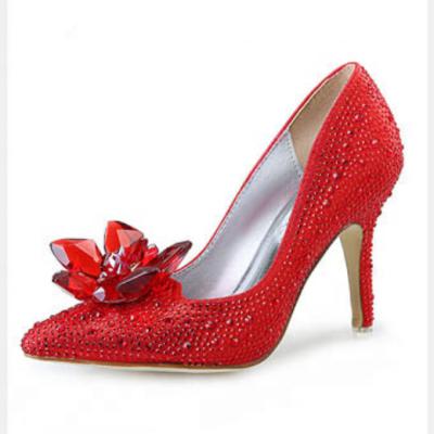 China Red Wedding Shoes Diamond Height Increasing Height Pointed Crystal High Heel Shoes Bridal Shoes for sale