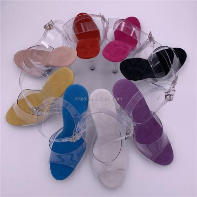 China PVC Girl's Lightweight Transparent 5inch-13cm Crystal Sandals 5 Inches Uncommon Heels for sale