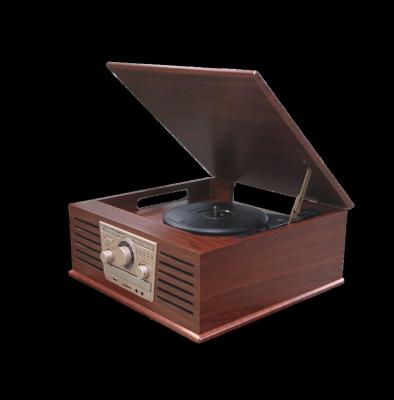 China Antique Wooden Turntable Vinyl Record Player Desktop Phonograph with Radio XR-179D-66 for sale