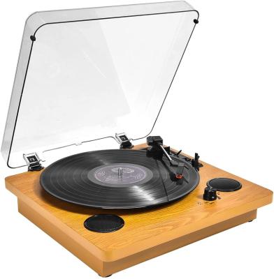 China Portable Simple Wooden USB Playing Coding / Bluetooth Game With Plastic Cover Turntable Vinyl Record Player Phonograph With AUX Output. of IN/RCA for sale