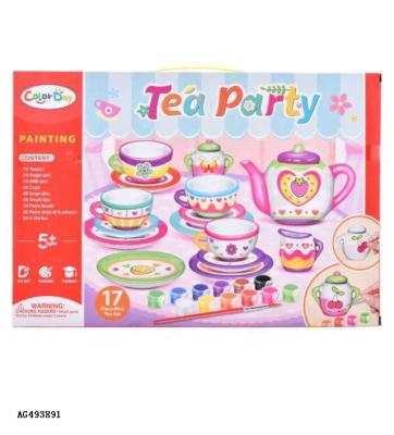 China DIY Game Painted Pretend Game Euducational Diy Tea Party Play Set For Sale for sale